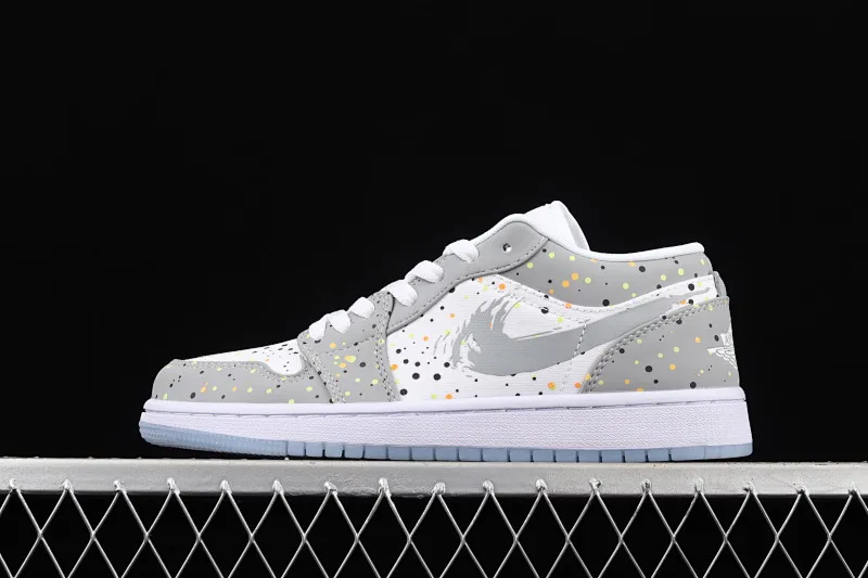 All categories Air Jordan Jordan series basketball shoes Air Jordan 1 Low Air Jordan 1 Low AJ1 Joe 1 inkjet white gray low-top cultural basketball shoes DC0774-001